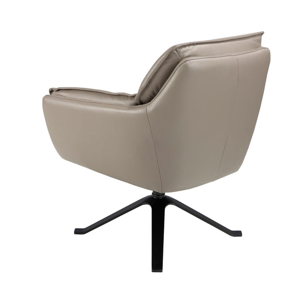 Swivel armchair in dark gray leather