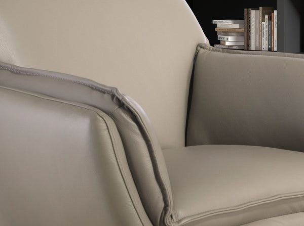 Swivel armchair in dark gray leather