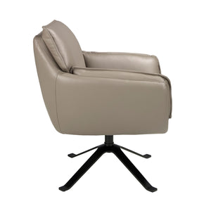 Swivel armchair in dark gray leather