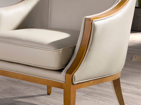 Sand leather armchair