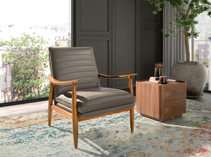 Dark gray leather armchair