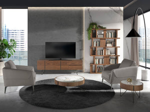 Dark gray leather armchair