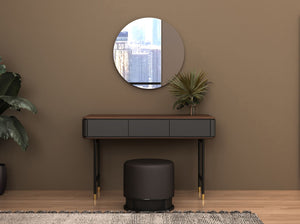 Dark gray eco-leather pouf