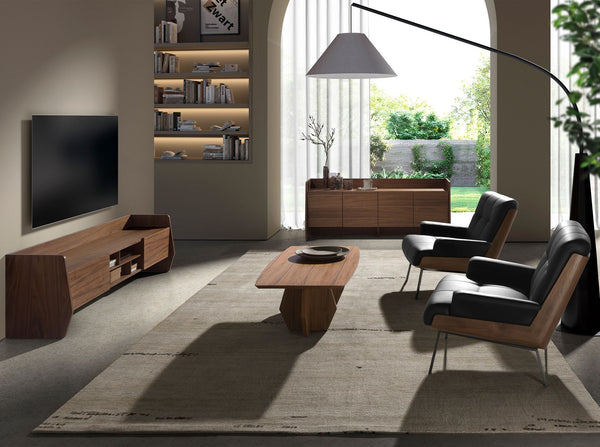 Black and walnut synthetic leather armchair