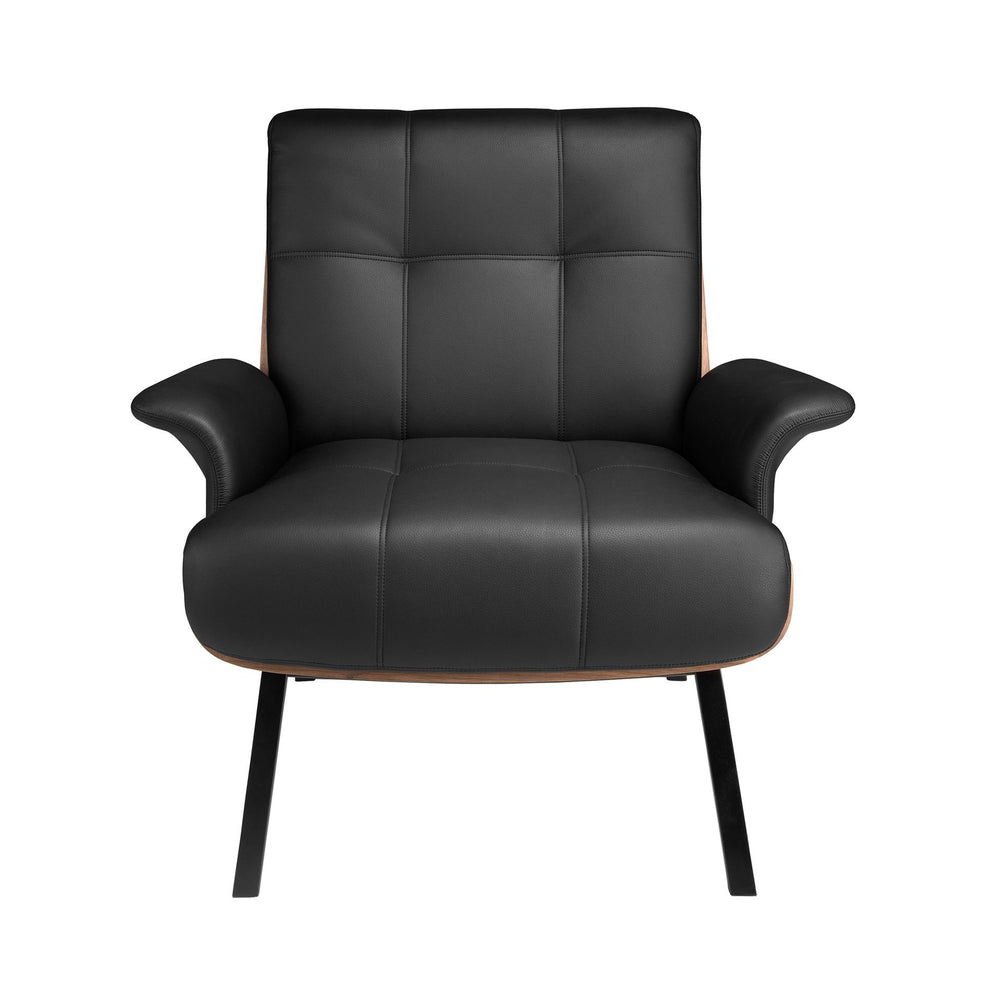 Black and walnut synthetic leather armchair