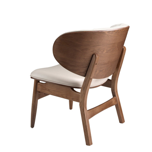 Walnut and sand leather armchair