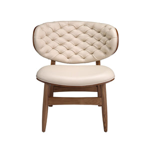 Walnut and sand leather armchair