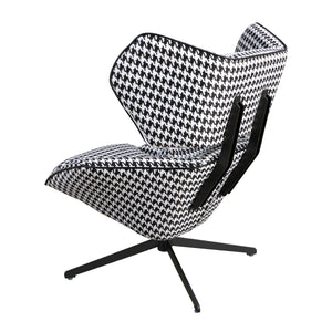 Swivel armchair in black and white fabric
