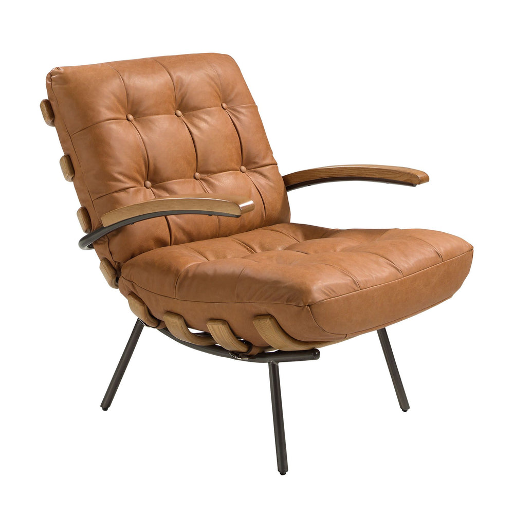 Brown and ash leather armchair