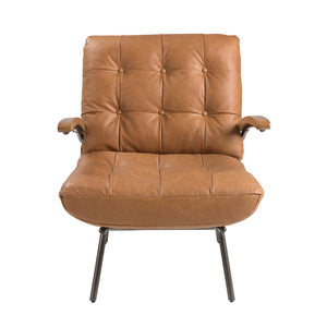 Brown and ash leather armchair
