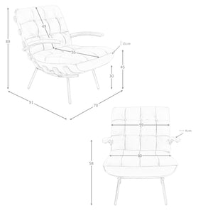 Brown and ash leather armchair