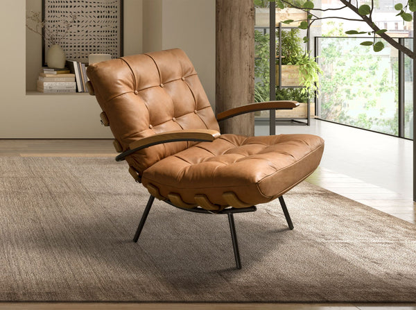 Brown and ash leather armchair
