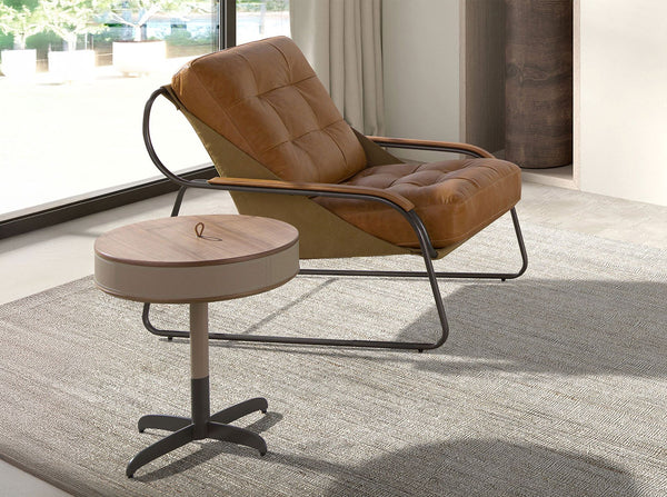 Brown leather armchair