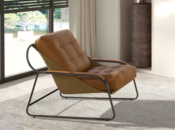 Brown leather armchair