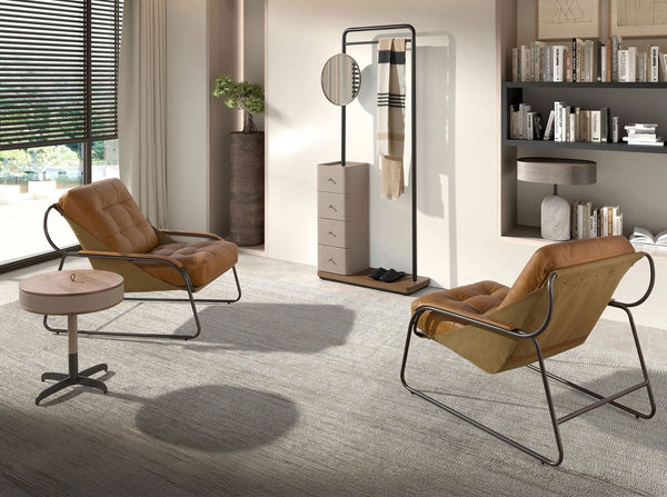 Brown leather armchair