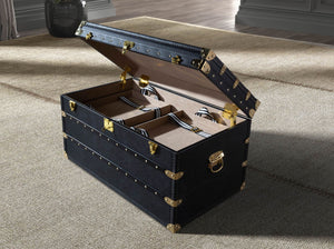 Black leather trunk