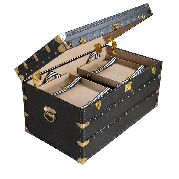 Black leather trunk