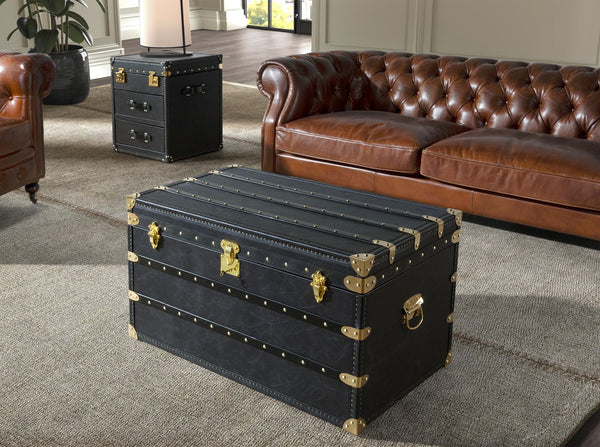 Black leather trunk