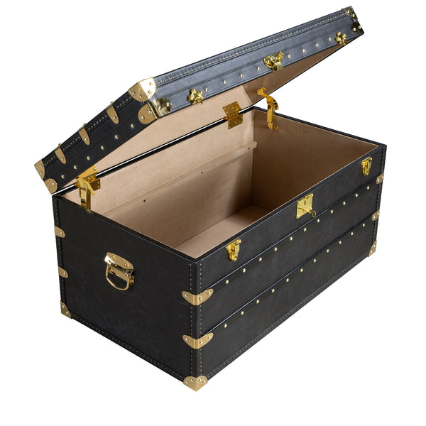 Black leather trunk