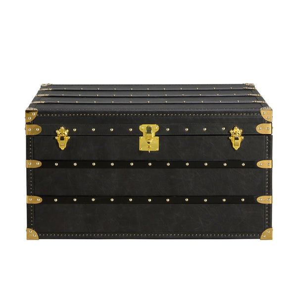 Black leather trunk