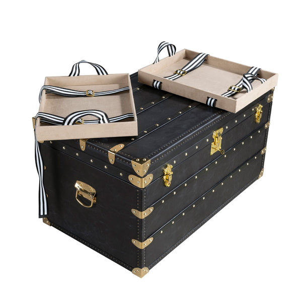 Black leather trunk