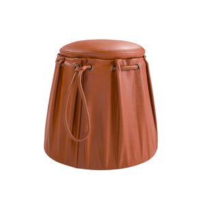 Caldera orange leather pouf