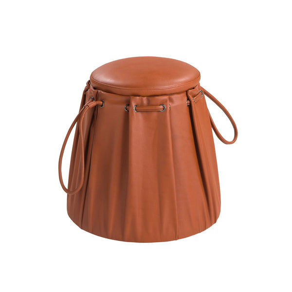 Caldera orange leather pouf