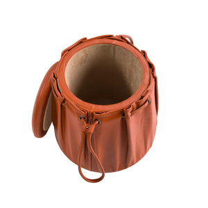 Caldera orange leather pouf