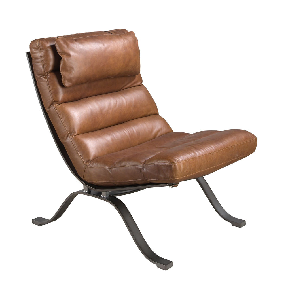 Dark brown leather armchair
