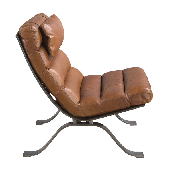 Dark brown leather armchair