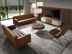 Dark brown leather armchair