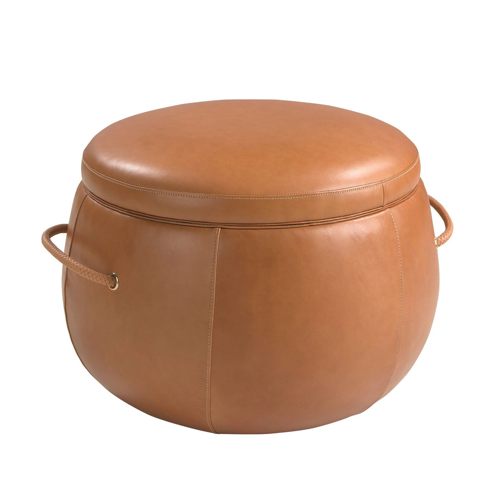 Camel leather pouf