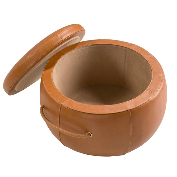 Camel leather pouf