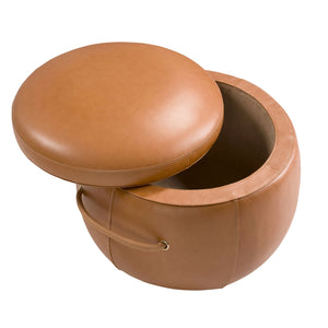 Camel leather pouf