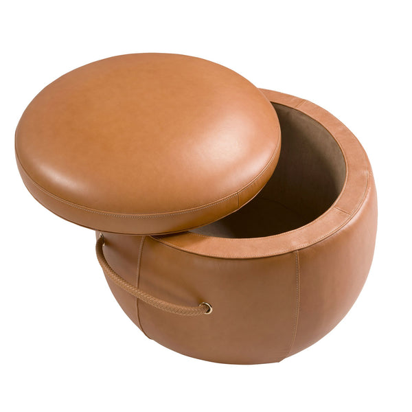 Camel leather pouf