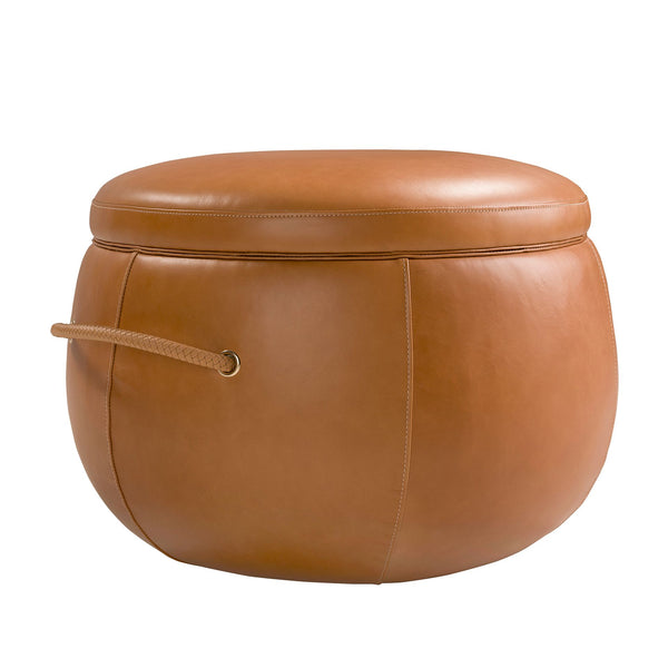 Camel leather pouf