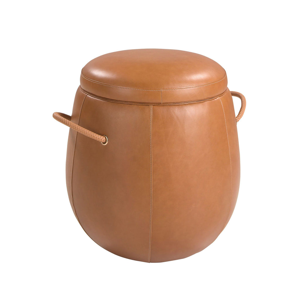 Camel leather pouf