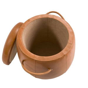 Camel leather pouf