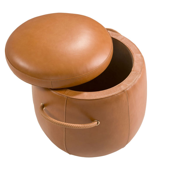 Camel leather pouf