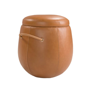 Camel leather pouf