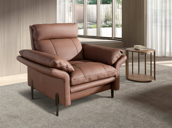 Brown leather armchair