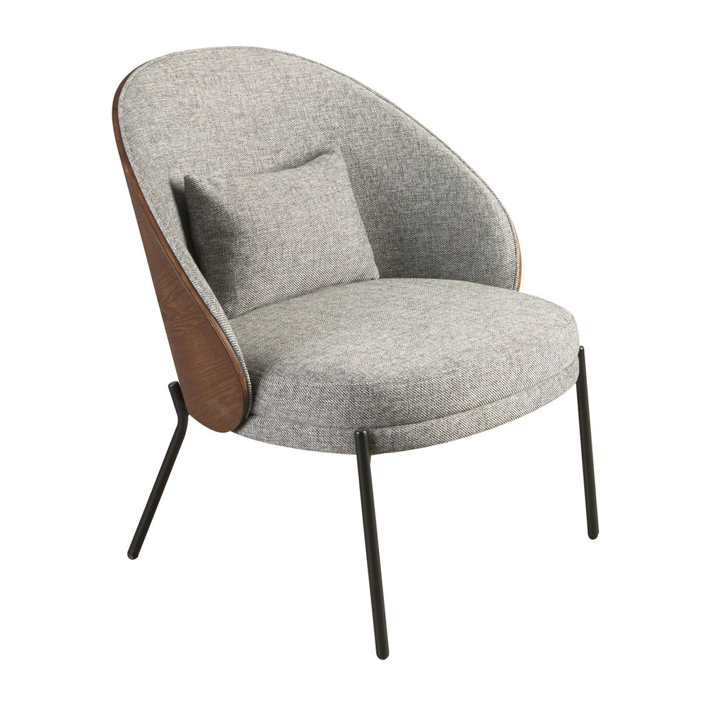 Armchair in gray and walnut fabric