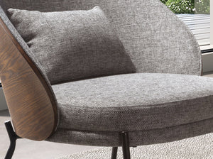 Armchair in gray and walnut fabric