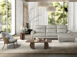 Armchair in gray and walnut fabric