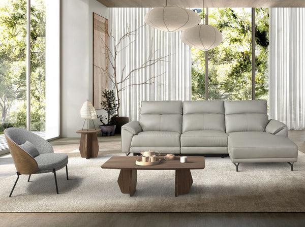 Armchair in gray and walnut fabric