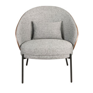 Armchair in gray and walnut fabric