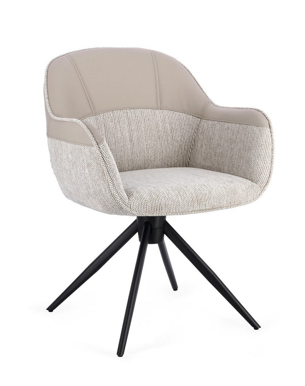 Swivel Dining Chair Beige Upholstered