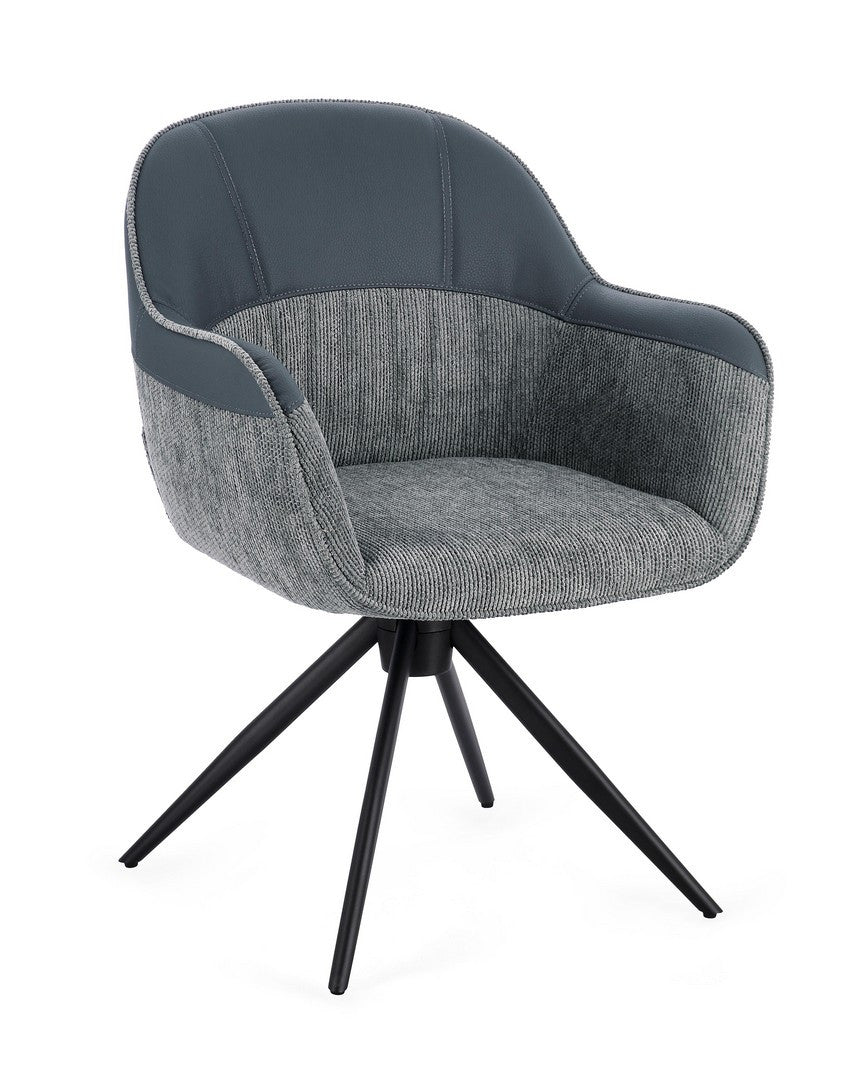 Swivel Dining Chair Grey Upholstered