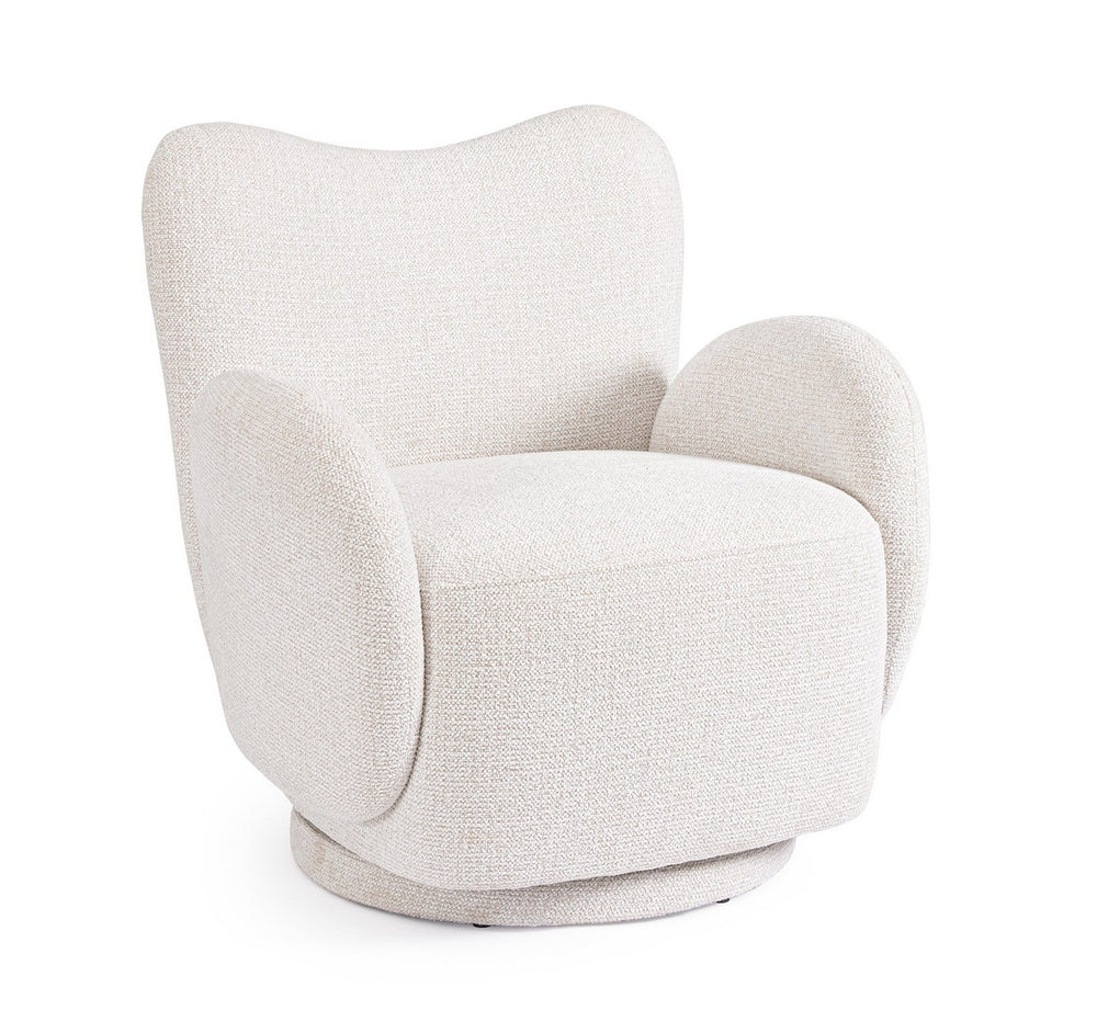 Swivel Armchair White Upholstered