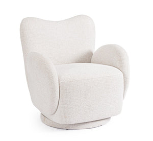 Swivel Armchair White Upholstered